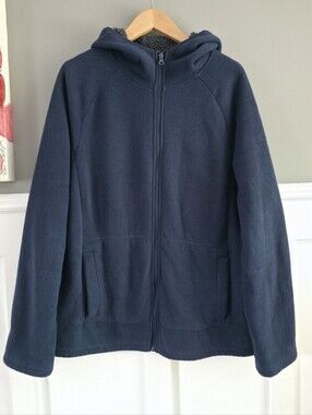 George Navy Blue Sherpa-Lined Full-Zip Fleece Hoodie - Size L/G